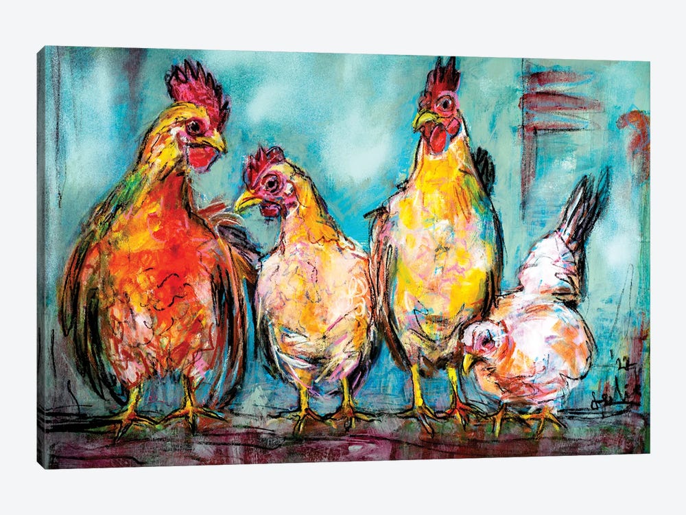 Chickens by Liesbeth Serlie 1-piece Canvas Print