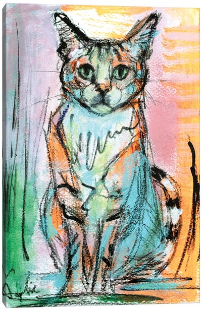 Sketch Of A Cat XII Canvas Art Print - Liesbeth Serlie