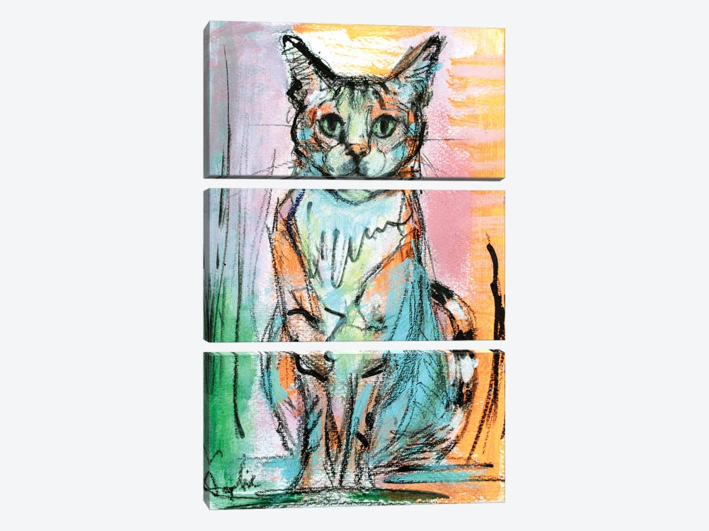 Sketch Of A Cat XII by Liesbeth Serlie 3-piece Canvas Print
