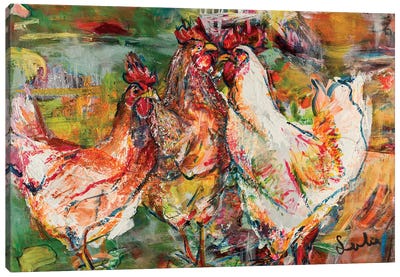 Roosters Canvas Art Print - Chicken & Rooster Art