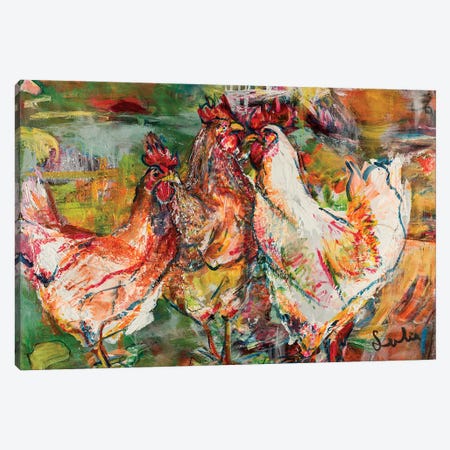 Roosters Canvas Print #LSR9} by Liesbeth Serlie Canvas Print