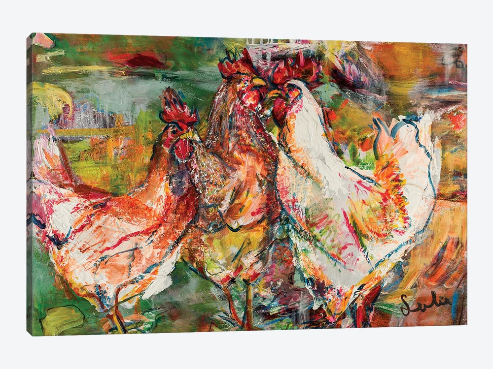 Roosters by Liesbeth Serlie 1-piece Canvas Artwork