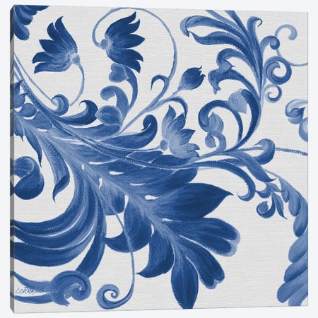 Elegant Blue Flourish I Canvas Print #LSS2} by Lorraine Rossi Canvas Artwork