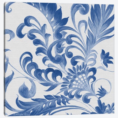 Elegant Blue Flourish II Canvas Print #LSS3} by Lorraine Rossi Canvas Art