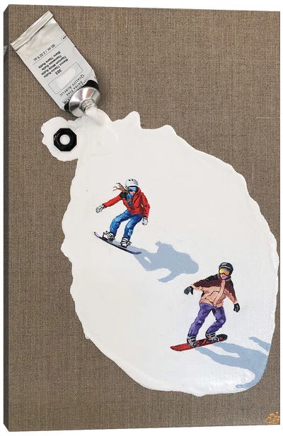 Piste V Canvas Art Print - Skiing Art