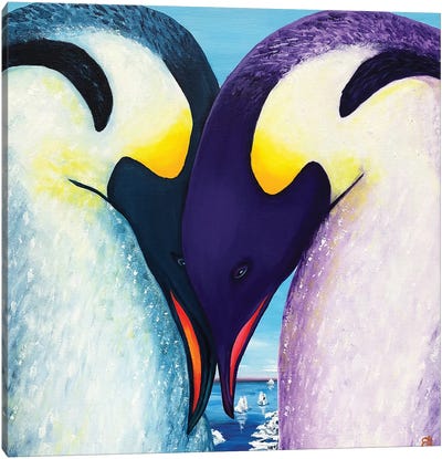 Penguins In Love Canvas Art Print - Lena Smirnova
