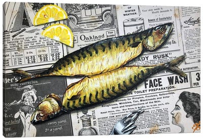Holy Mackerel Canvas Art Print - Seafood Art