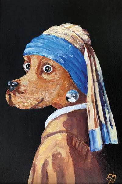 Girl With A Pearl Earring: Dog With A Pearl Earring by Lena Smirnova