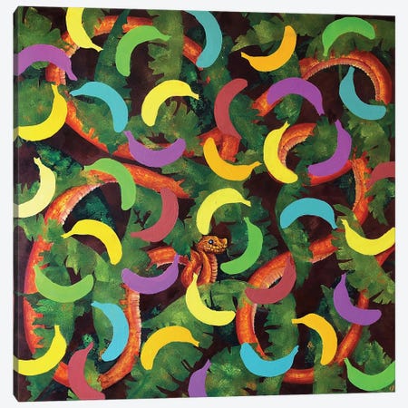 Snake In Banana Paradise Canvas Print #LSV156} by Lena Smirnova Canvas Wall Art