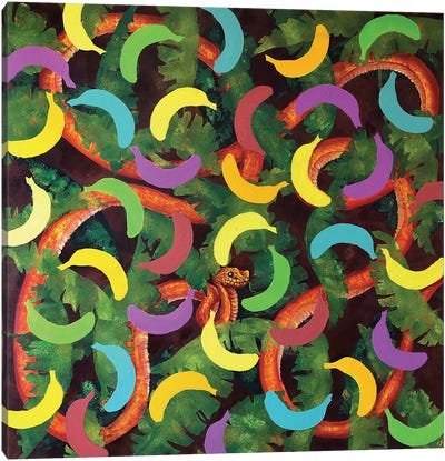Snake In Banana Paradise Canvas Art Print - Banana Art