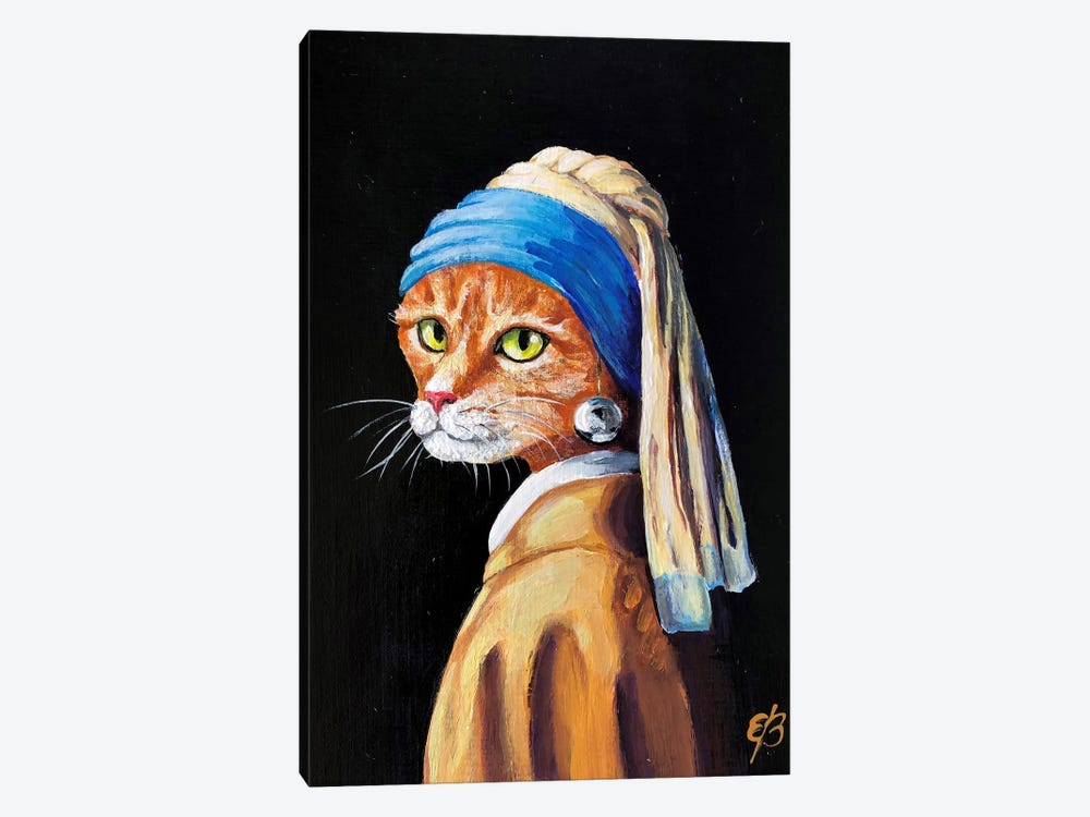 Cat With A Pearl Earring by Lena Smirnova 1-piece Art Print