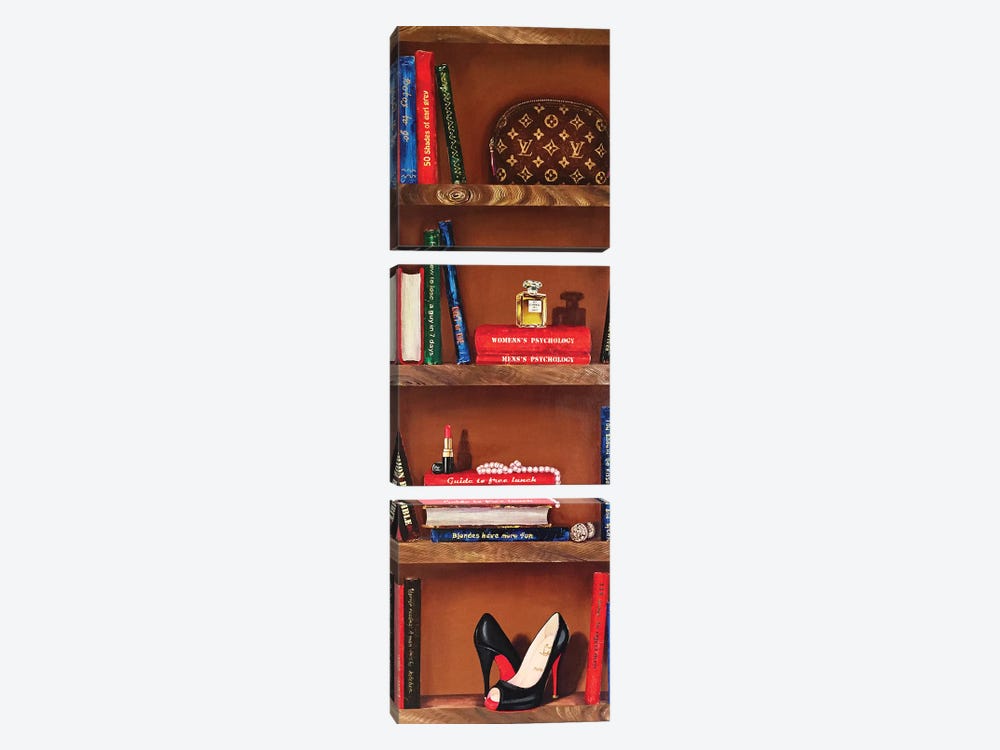 Bookshelf Bestsellers by Lena Smirnova 3-piece Canvas Print