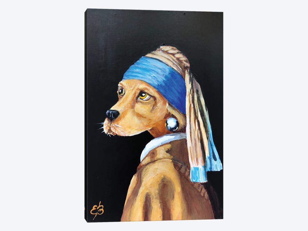 Dog With An Earring Again by Lena Smirnova 1-piece Canvas Print