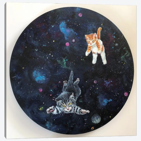 Kittens In Space Canvas Print #LSV205} by Lena Smirnova Canvas Wall Art