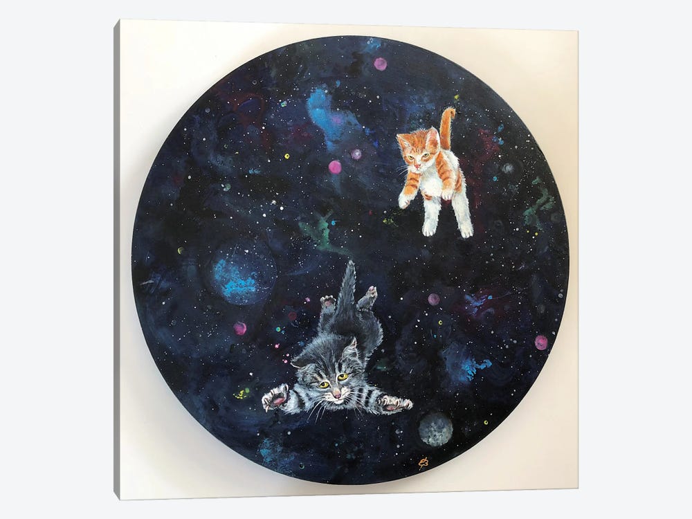 Kittens In Space by Lena Smirnova 1-piece Canvas Artwork
