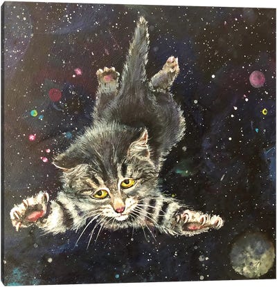 Flying Kitten Canvas Art Print - Kitten Art