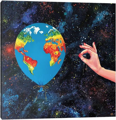 My Planet - Balloon II Canvas Art Print - Environmental Conservation Art