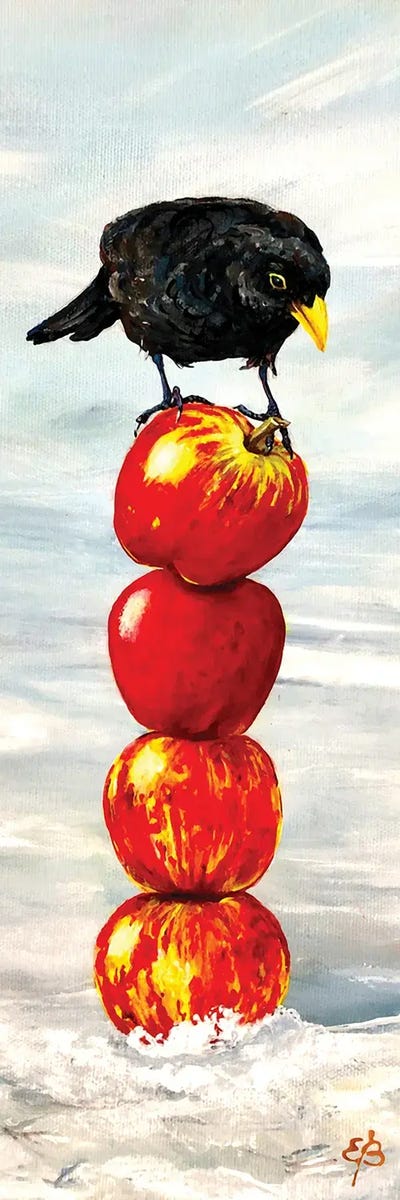 Blackbird And Apples by Lena Smirnova acrylic art print