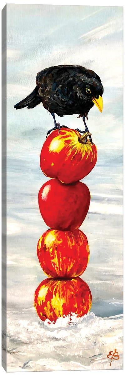 Blackbird And Apples Canvas Art Print - Apple Art