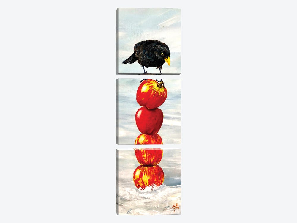 Blackbird And Apples by Lena Smirnova 3-piece Canvas Art Print