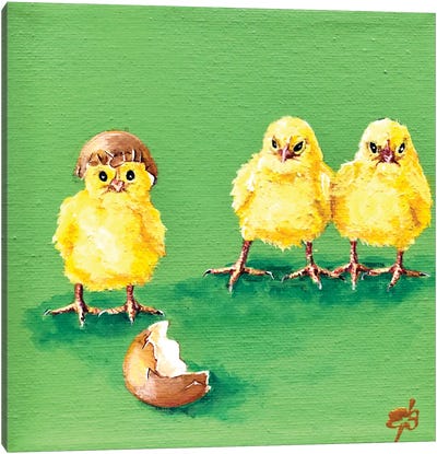 3 Chicks Canvas Art Print - Office Humor
