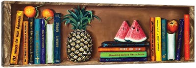 Bookshelf With Fruits Canvas Art Print - Lena Smirnova