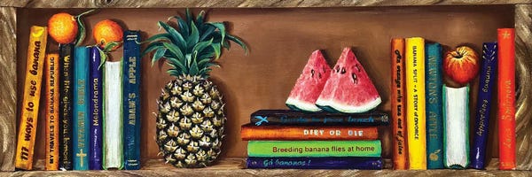 Pineapples: Bookshelf With Fruits by Lena Smirnova
