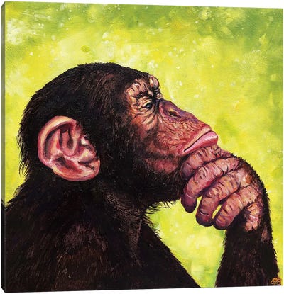 The Thinker Canvas Art Print - Monkey Art