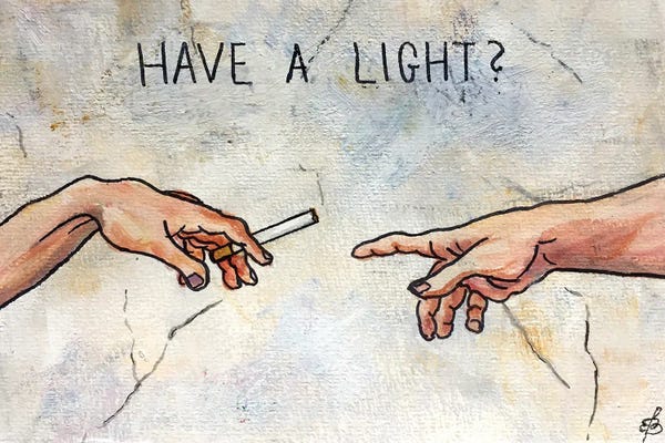 Creation Of Adam: Have A Light? by Lena Smirnova