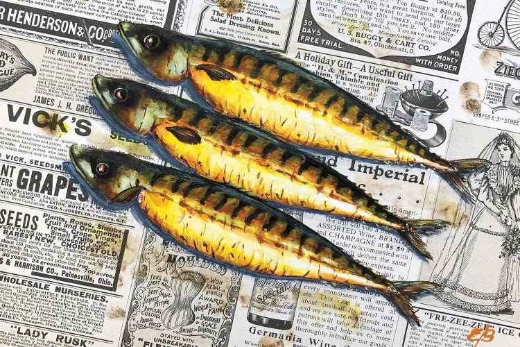 Holy Mackerel! It'S A Fish Day Today III by Lena Smirnova wall art