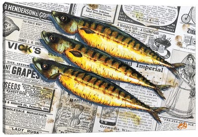 Holy Mackerel! It'S A Fish Day Today III Canvas Art Print - Lena Smirnova