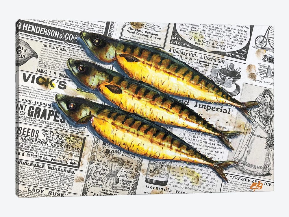 Holy Mackerel! It'S A Fish Day Today III by Lena Smirnova 1-piece Canvas Print