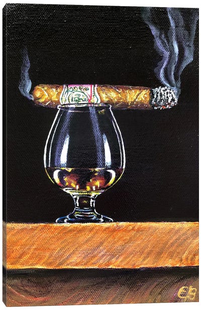 Whiskey And Cigar II Canvas Art Print - Whiskey Art