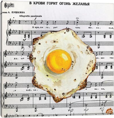 Fried Egg Canvas Art Print - Musical Notes Art