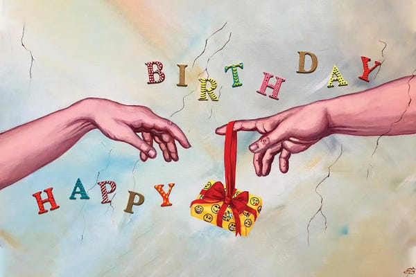 Creation Of Adam: Happy Birthday by Lena Smirnova