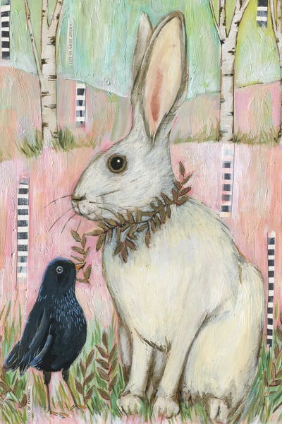 Crows: White Rabbit And Blackbird by Linnea Tobias