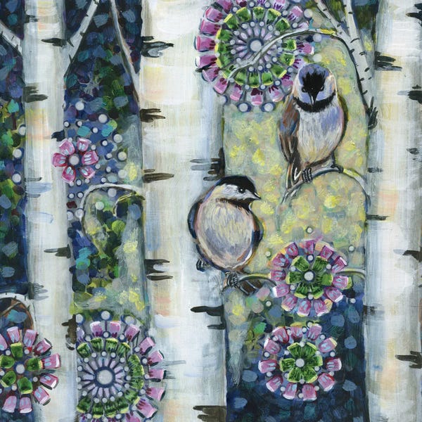 Birch Trees: Winter Chickadees II by Linnea Tobias