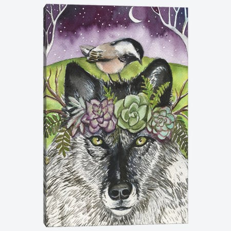 Wolf And Bird Canvas Print #LTB114} by Linnea Tobias Canvas Wall Art