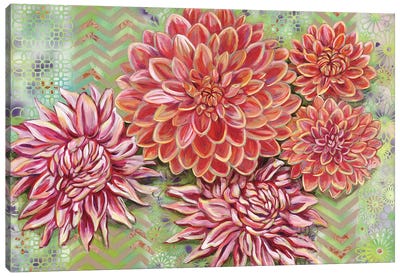 Dahlia Garden Canvas Art Print - Dahlia Art
