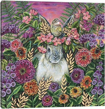 Enchanted Garden Canvas Art Print - Rabbit Art