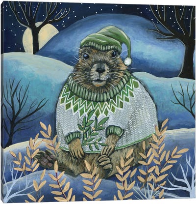 Merry Marmot Canvas Art Print - Linnea Tobias