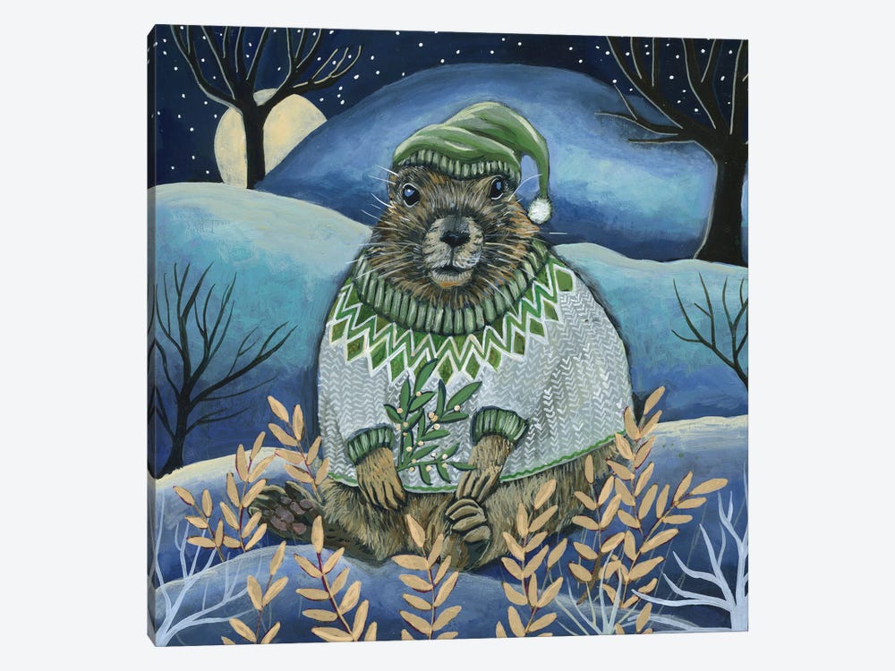 Merry Marmot by Linnea Tobias 1-piece Canvas Print