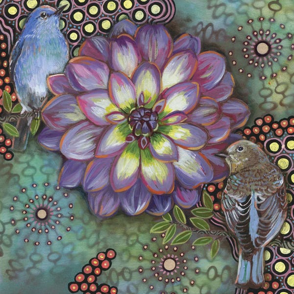 Dahlias: Mountain Bluebirds I by Linnea Tobias
