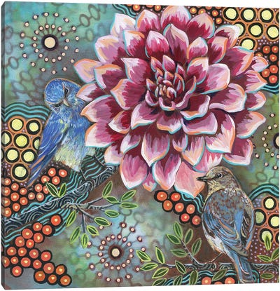 Mountain Bluebirds II Canvas Art Print - Linnea Tobias