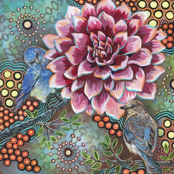 Dahlias: Mountain Bluebirds II by Linnea Tobias