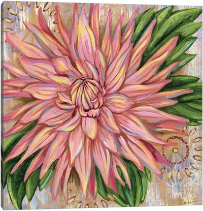 Pink Dahlia Canvas Art Print - Linnea Tobias