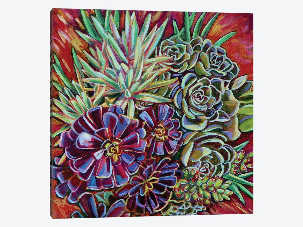 Pot Of Succulents by Linnea Tobias 1-piece Canvas Art