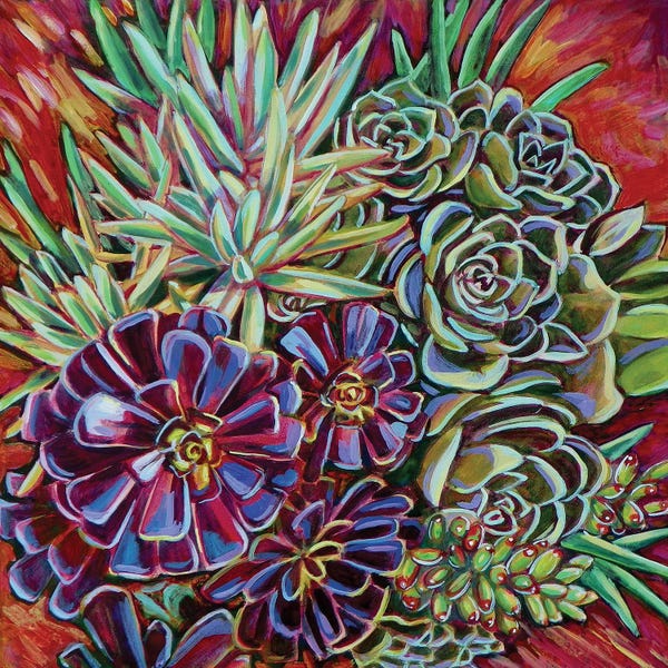 Nature Close-Ups: Pot Of Succulents by Linnea Tobias
