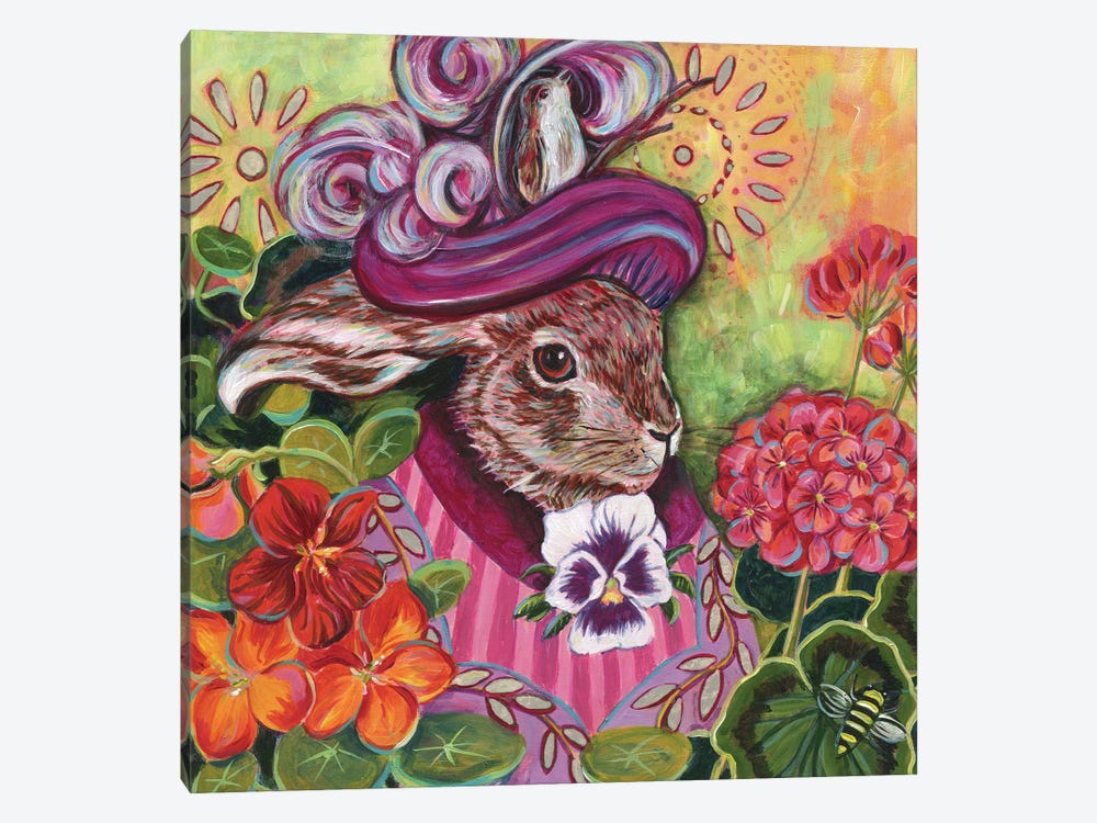 Rabbit In A Cottage Garden by Linnea Tobias 1-piece Canvas Print