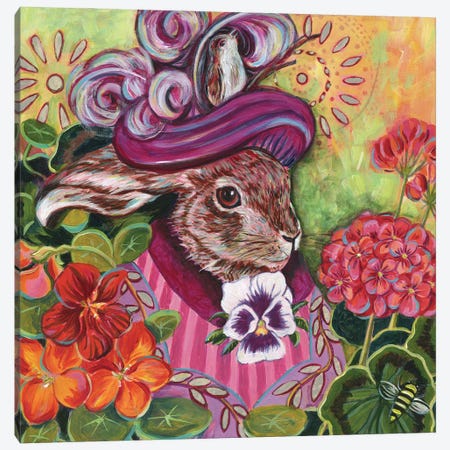 Rabbit In A Cottage Garden Canvas Print #LTB75} by Linnea Tobias Canvas Wall Art